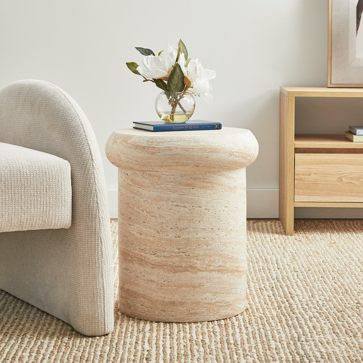 Luna MgO Travertine Look Stool