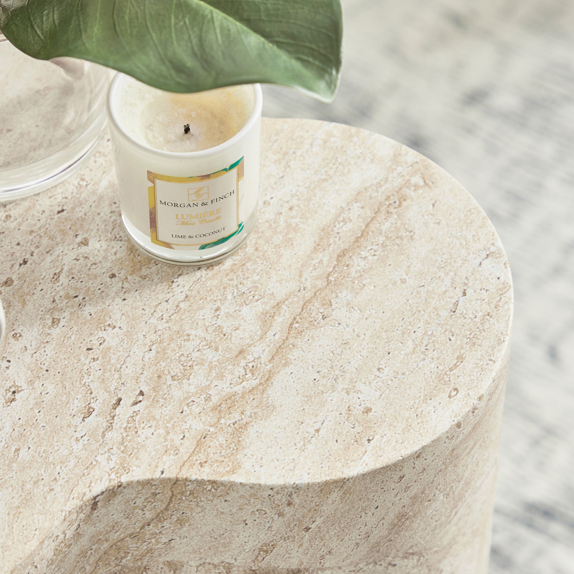 Poppy 37cm MgO Side Table Travertine Look