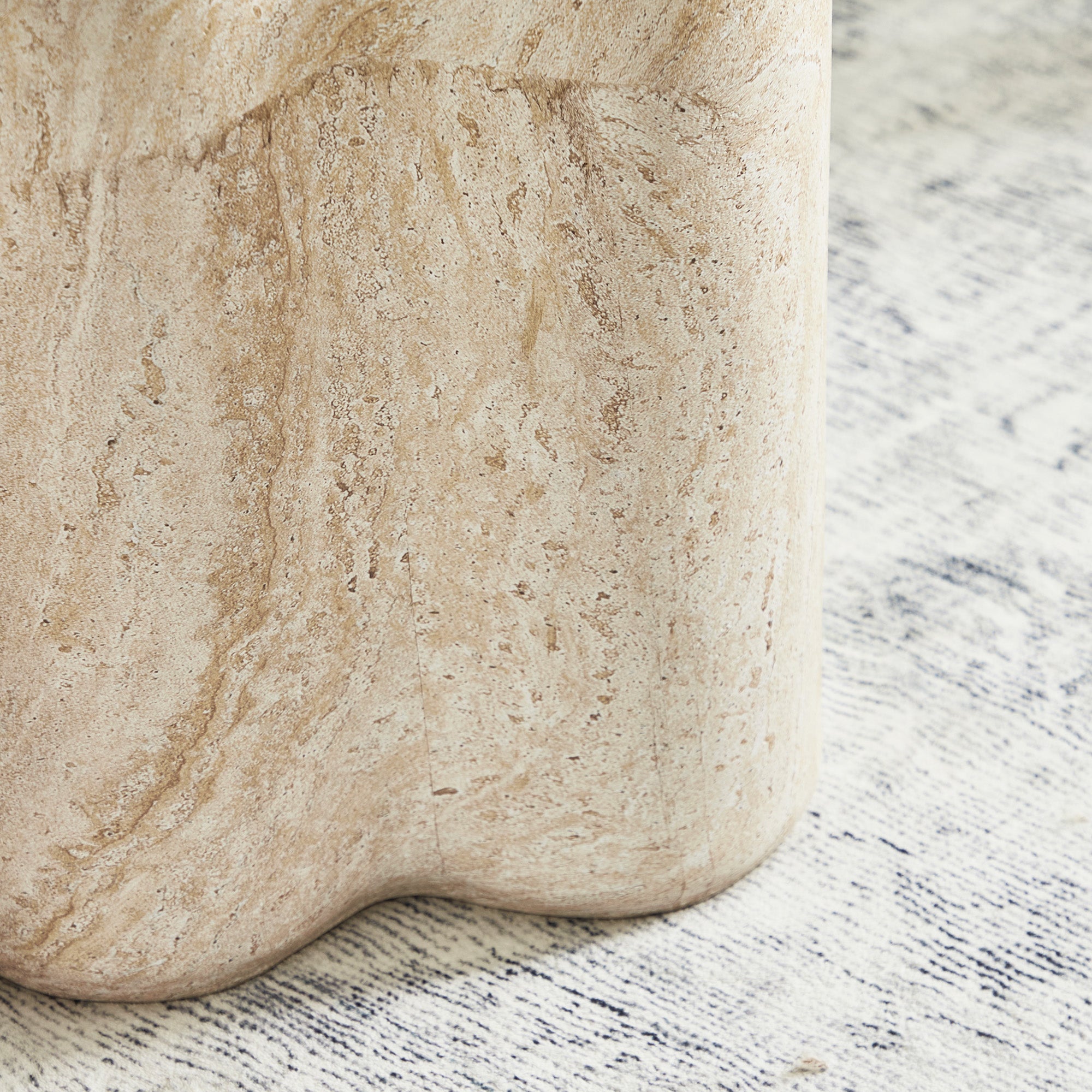 Poppy 37cm MgO Side Table Travertine Look