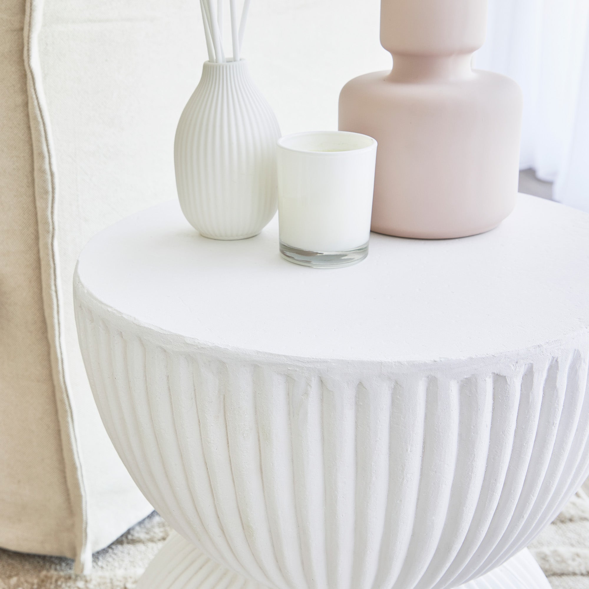 Saluzzo 37Cm Mgo Side Table White Tables