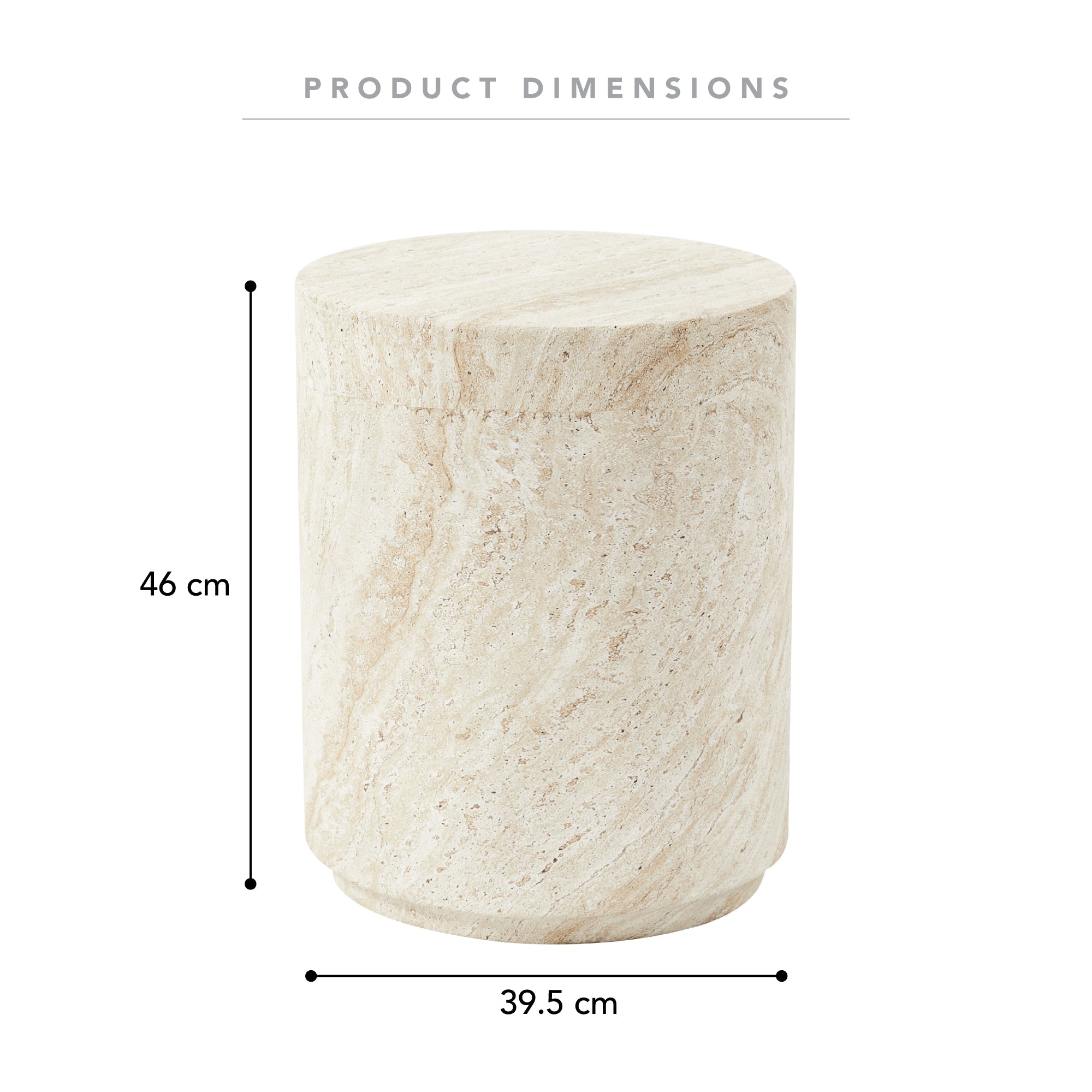 Astrid 46cm MgO Side Table Travertine Look