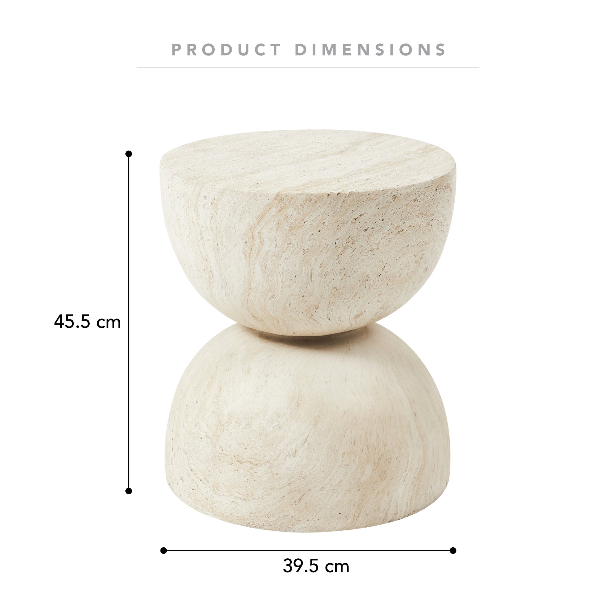 Stella 40cm MgO Side Table Travertine Look