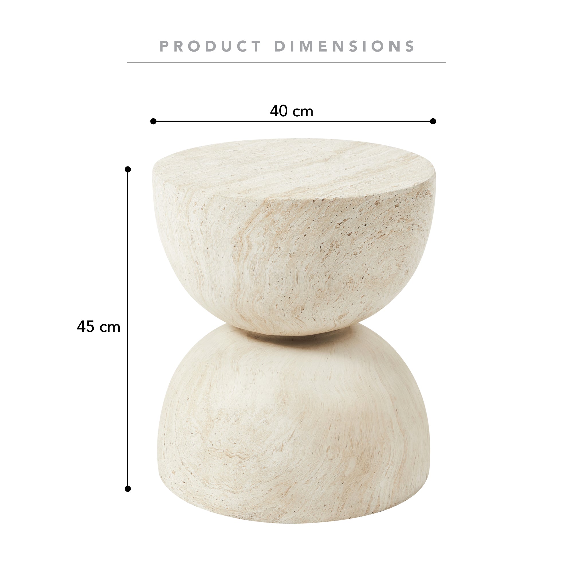 Stella 40cm Side Table Travertine Look