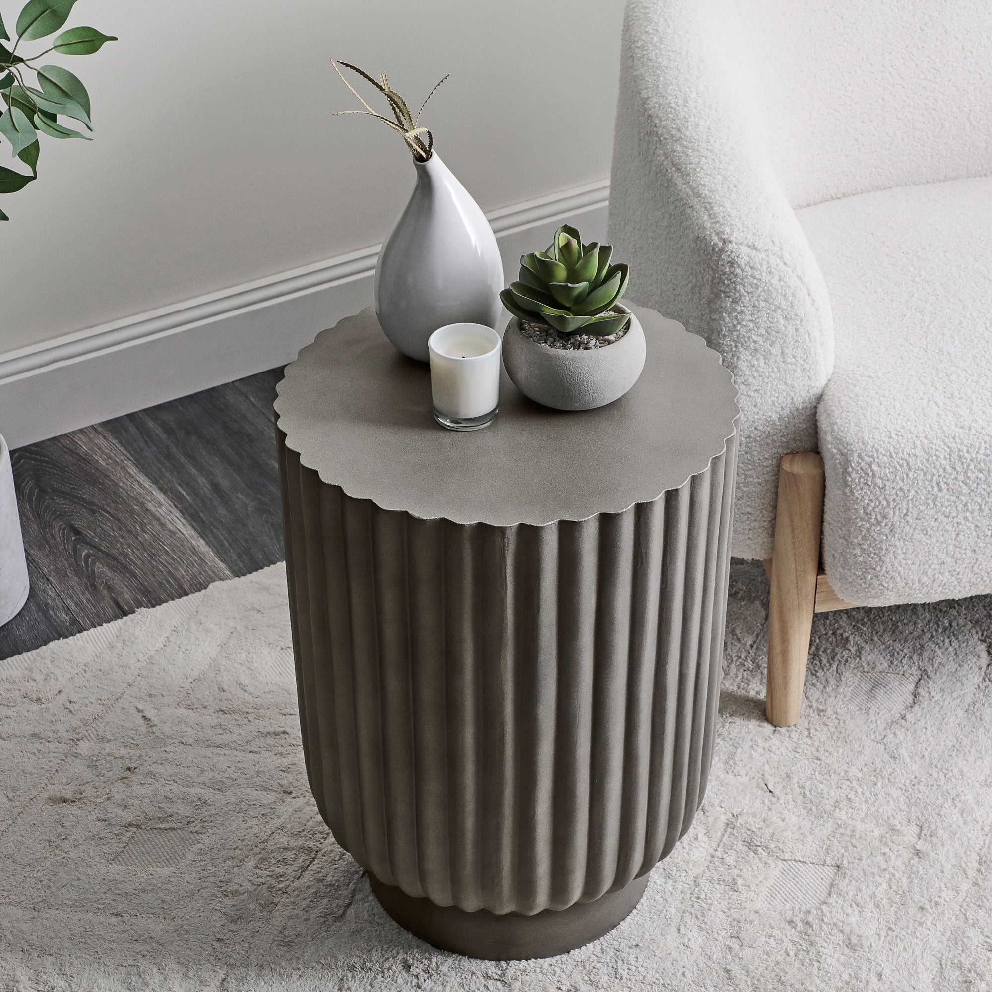 Seville 56Cm Concrete Side Table Stool Light Grey Tables