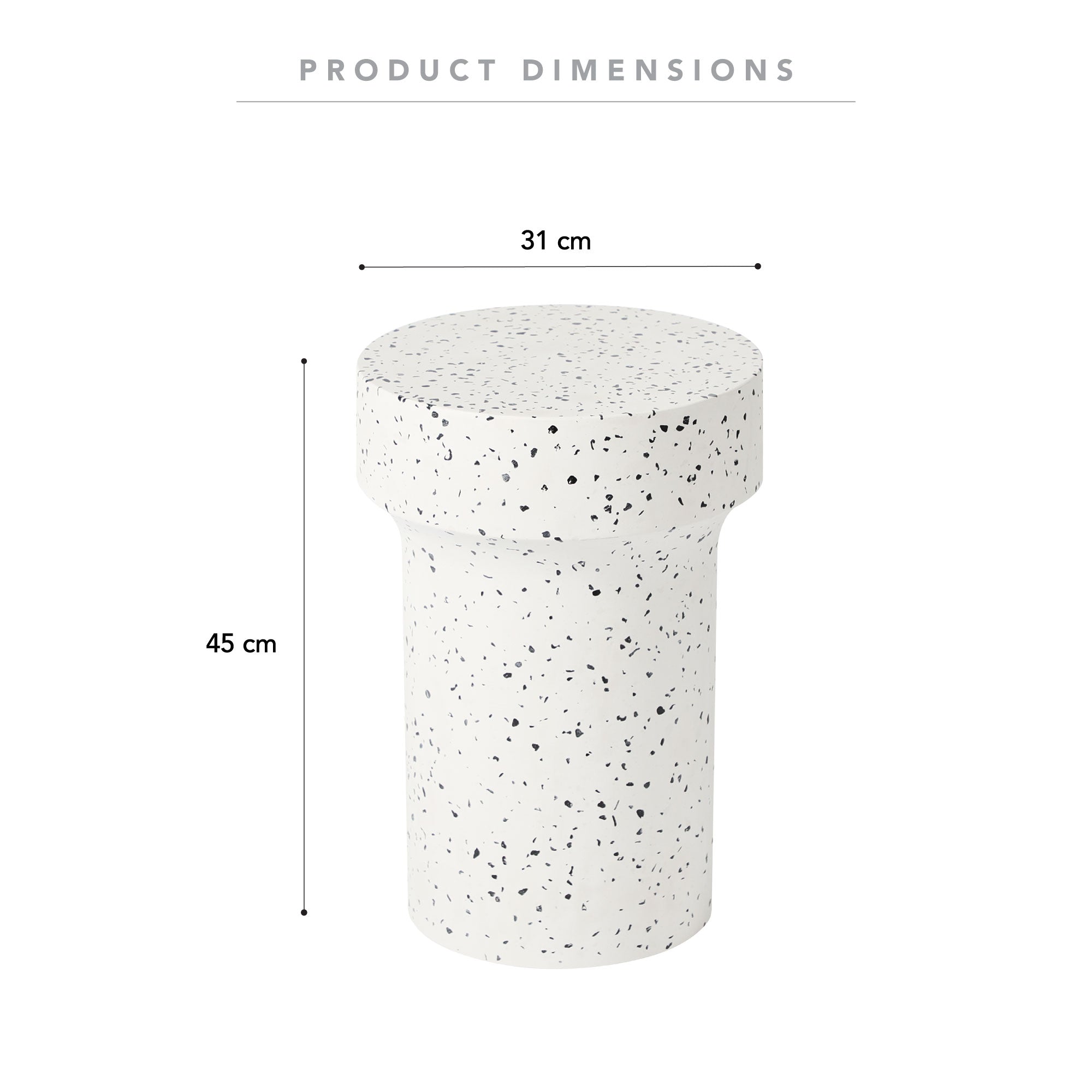 Leon 46Cm Terrazzo Side Table Stool Speckle White Tables