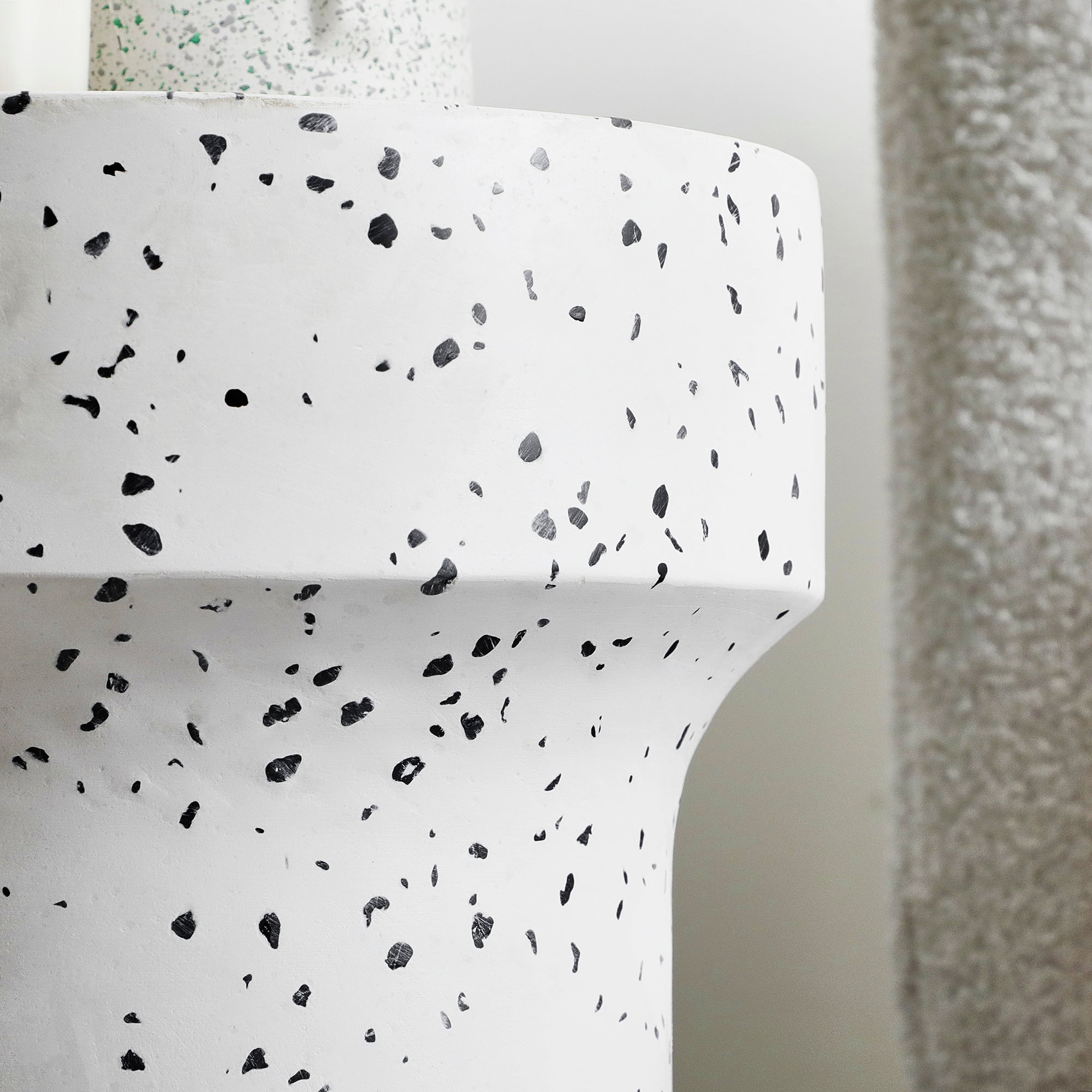 Leon 46Cm Terrazzo Side Table Stool Speckle White Tables