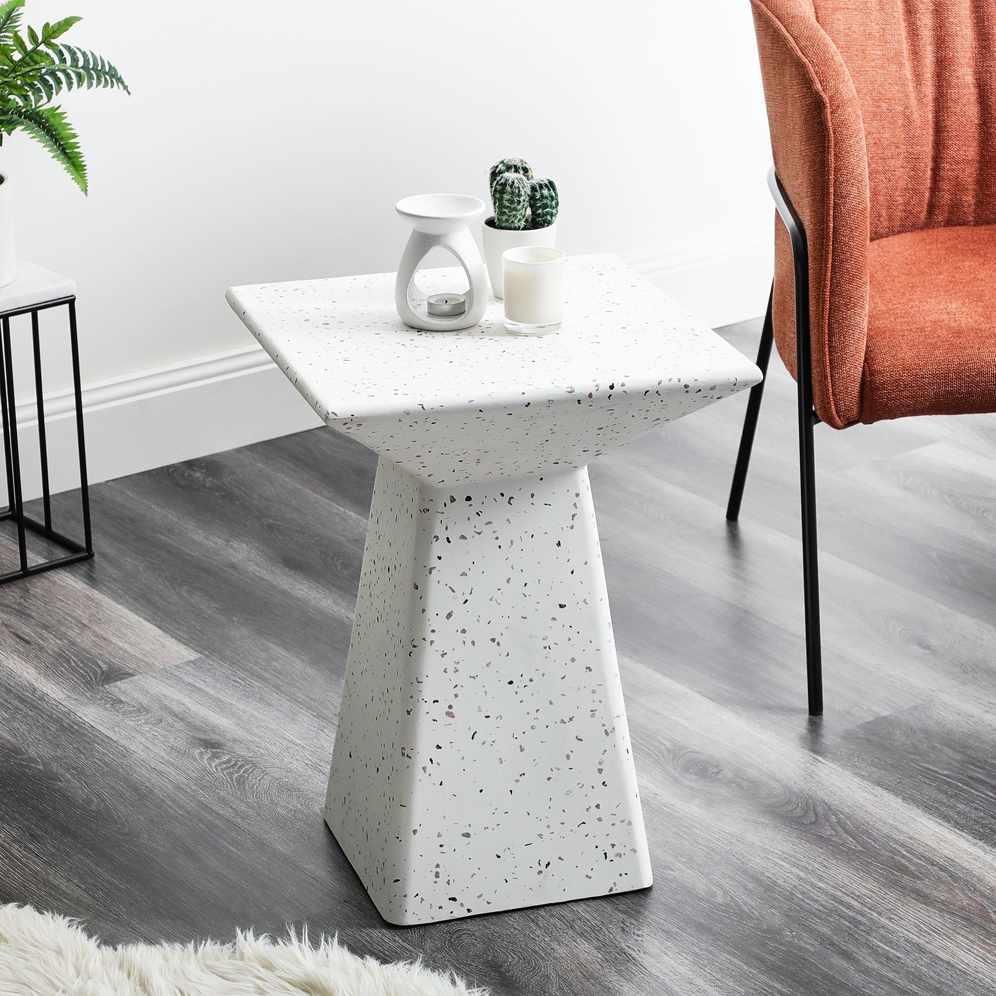 Toledo 56Cm Terrazzo Side Table Stool Speckle White Tables