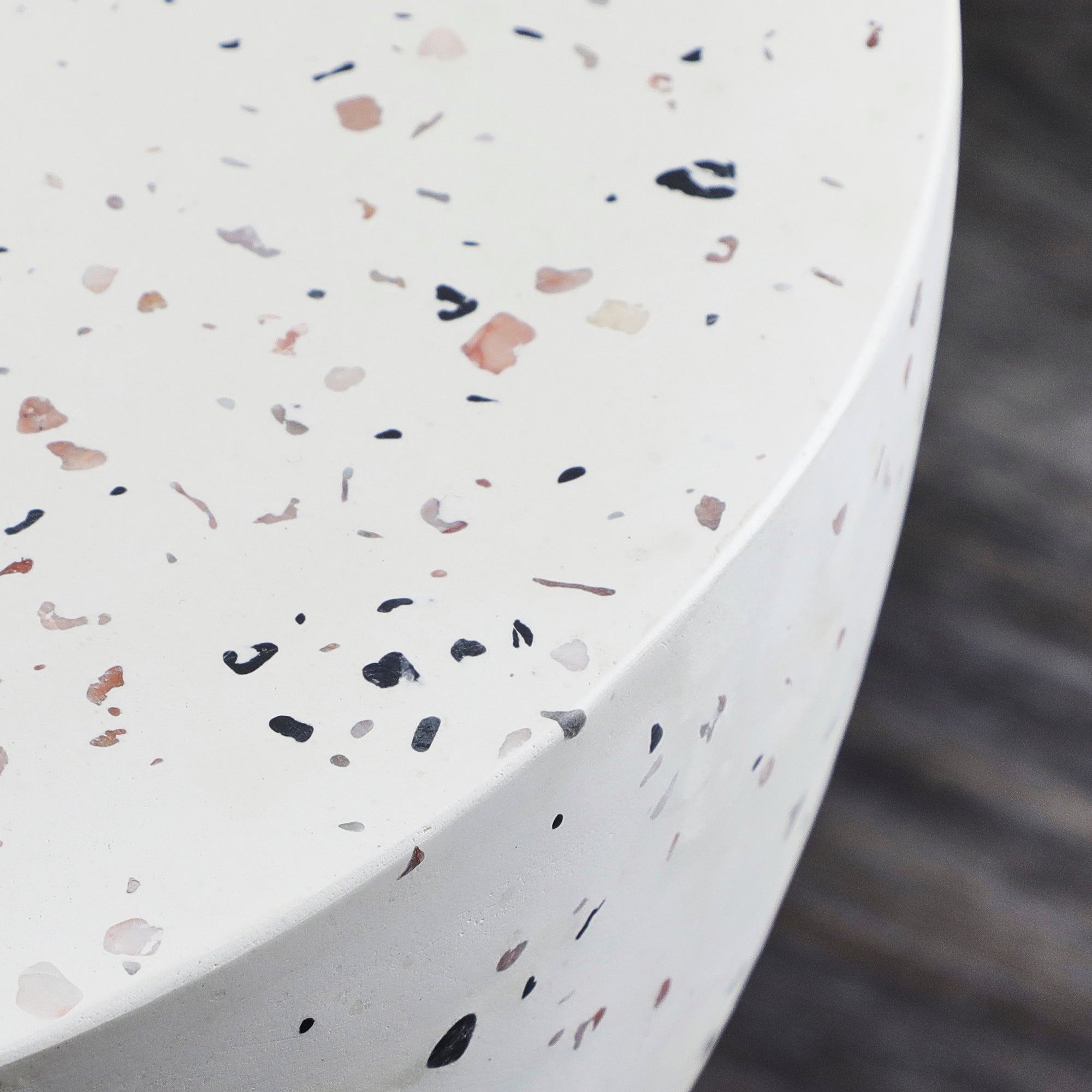 Lisbon 42Cm Terrazzo Side Table Stool Speckle White Tables