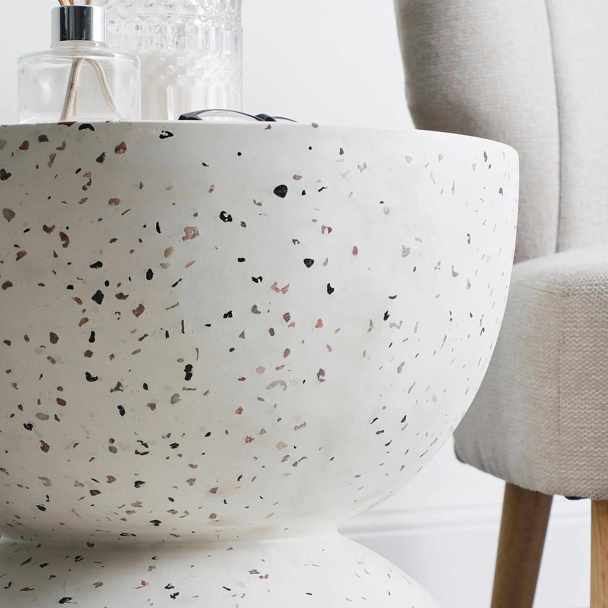 Lisbon 42Cm Terrazzo Side Table Stool Speckle White Tables