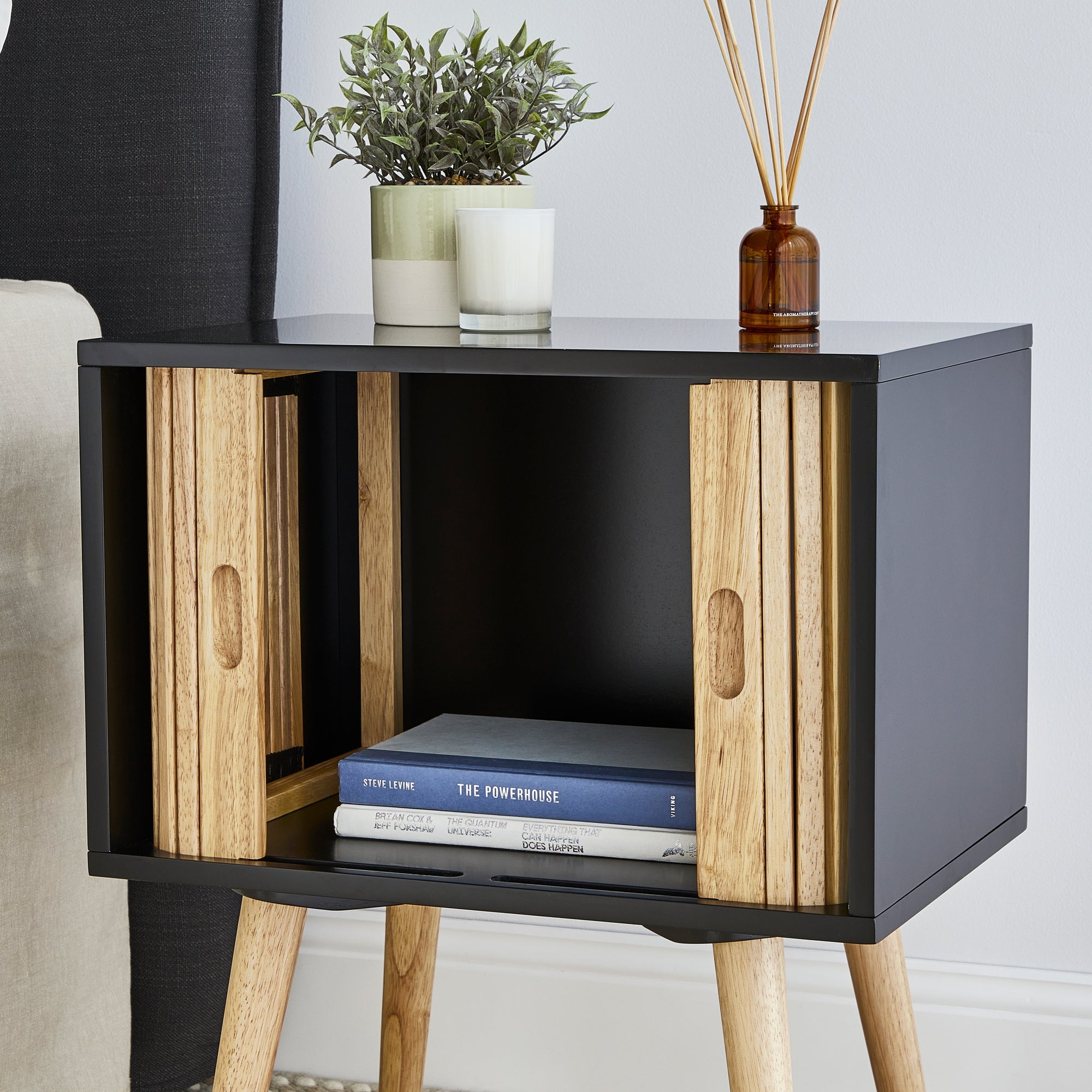 Dingley 49Cm Accordion Bedside Table Black Tables