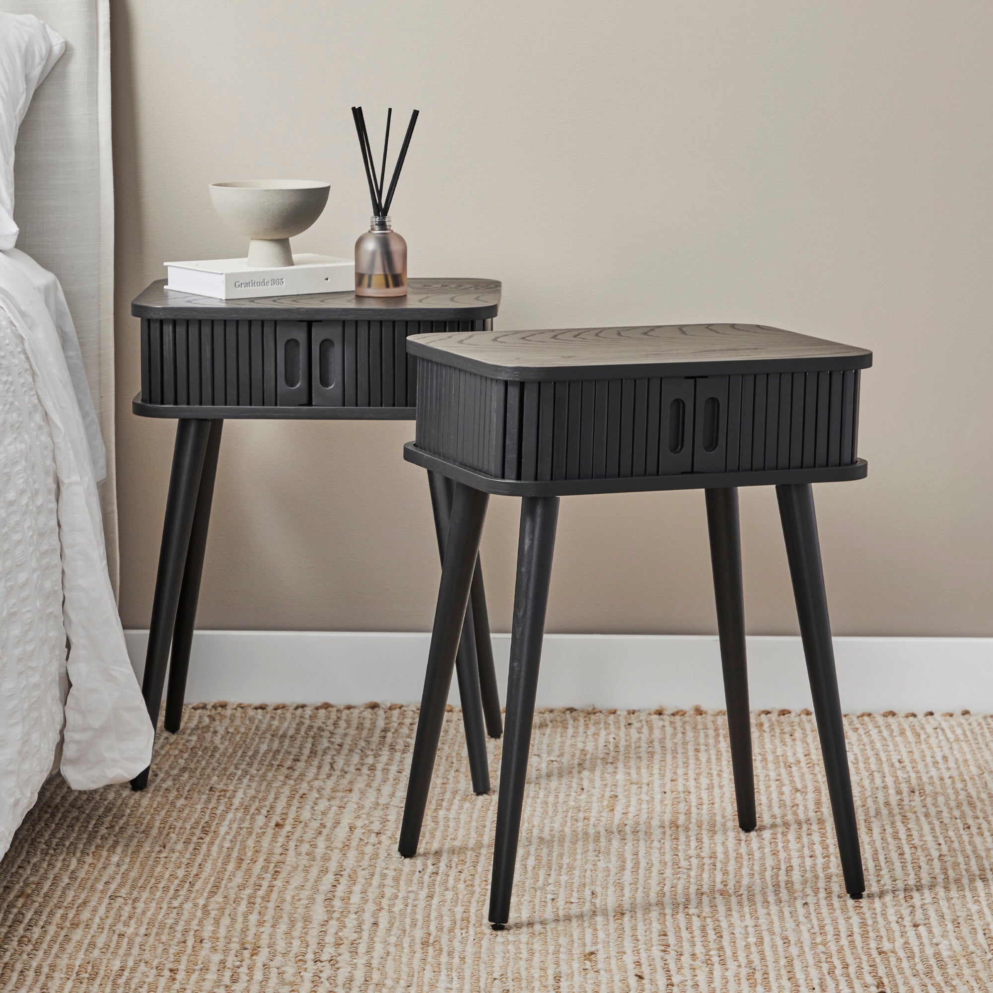 Curve 45cm Bedside Table Black (Set of 2)