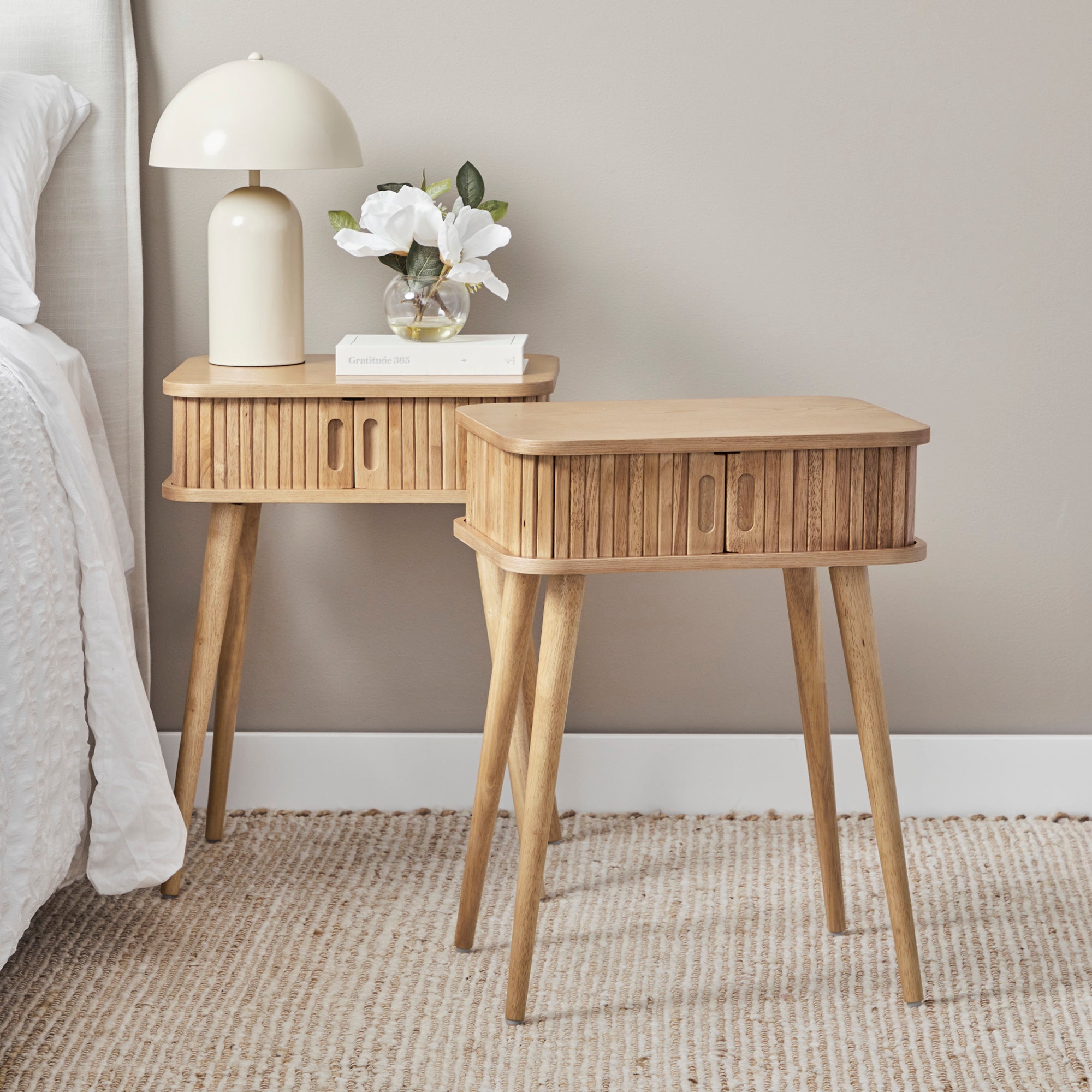 Curve 45cm Bedside Table Natural (Set of 2)