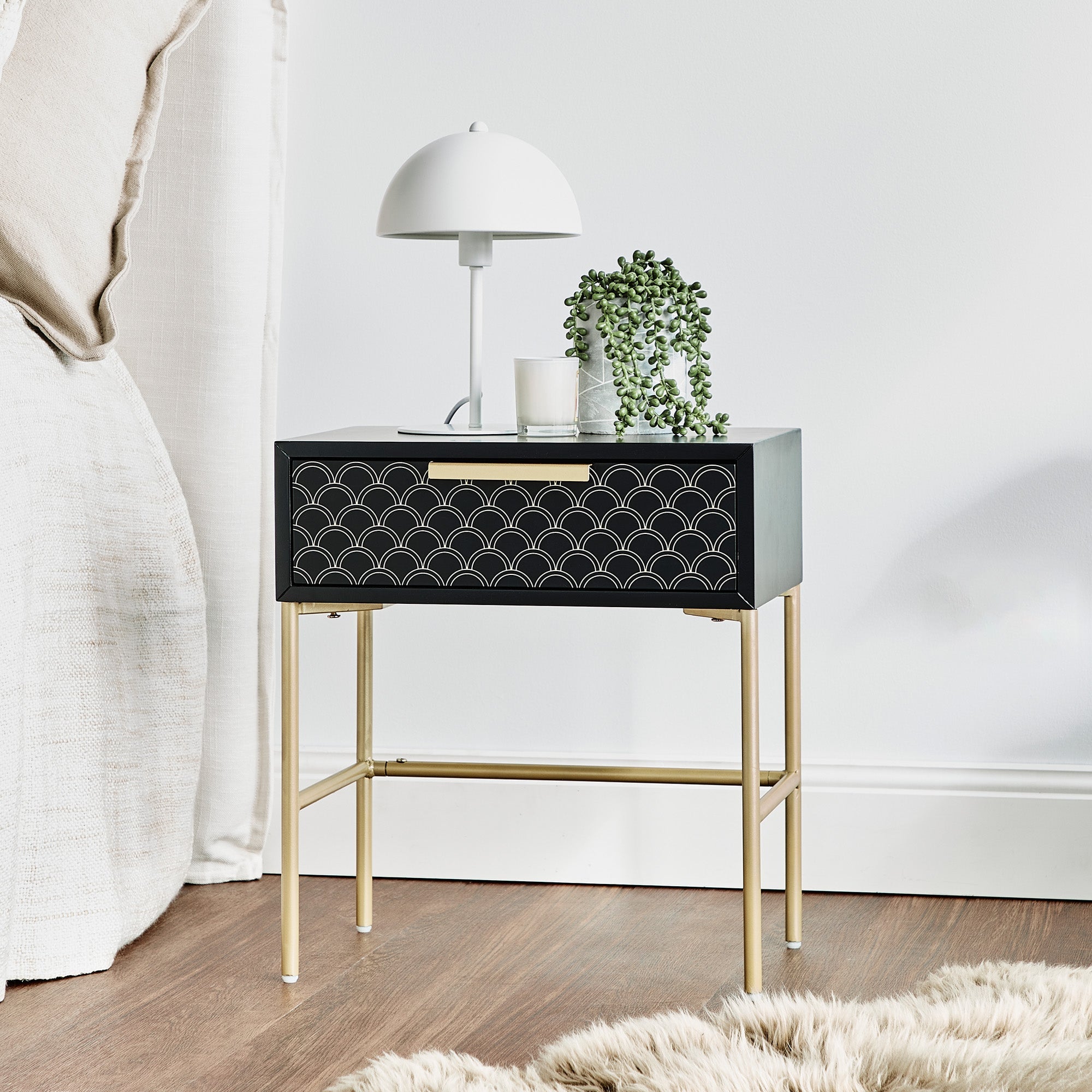 Carina 45Cm Bedside Table Black Tables