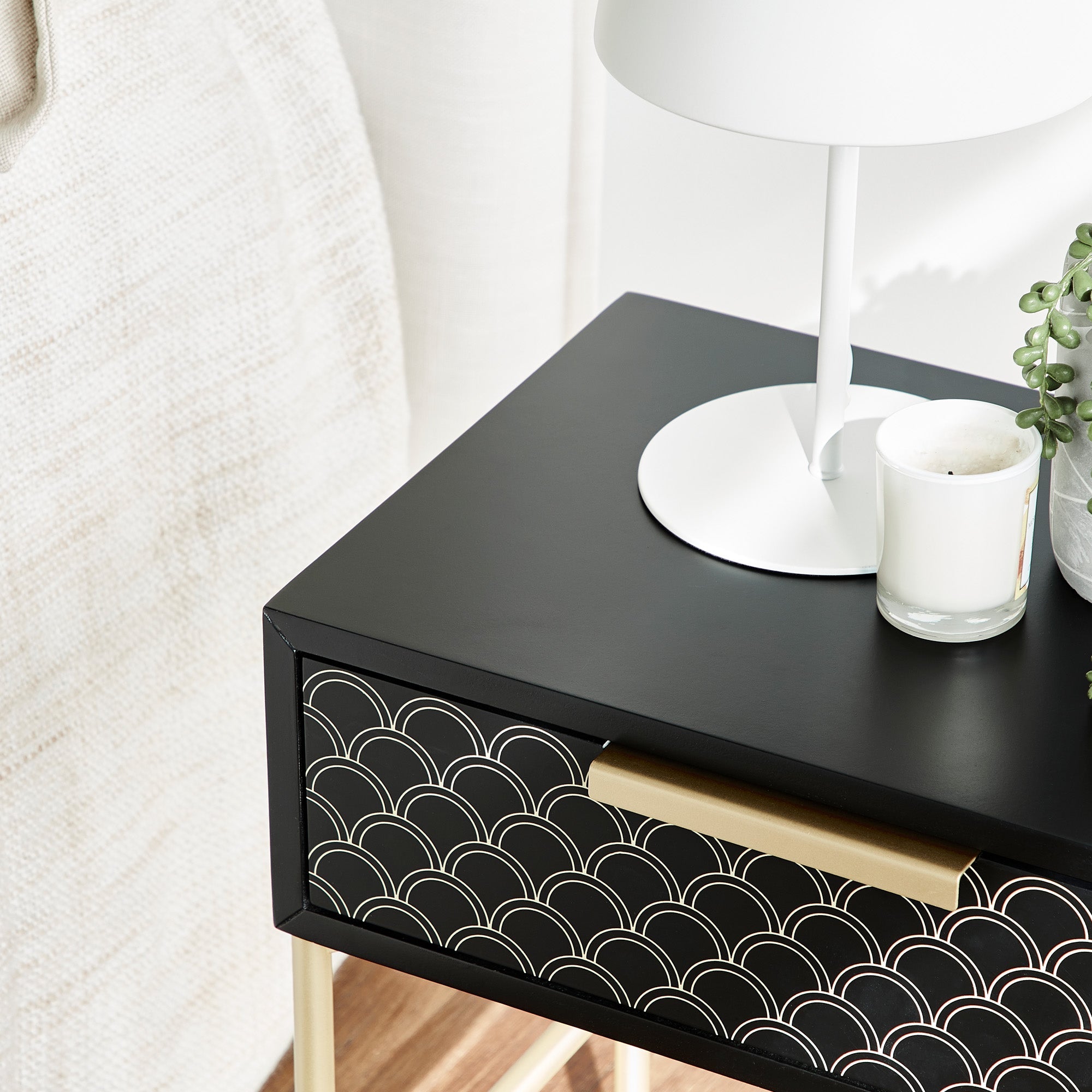 Carina 45Cm Bedside Table Black Tables