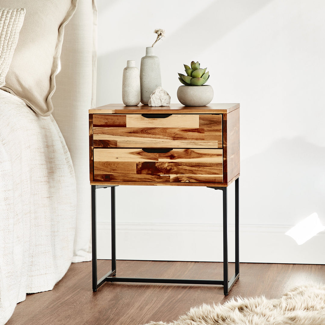 Soho 46Cm Acacia Wood Bedside Table Brown Tables