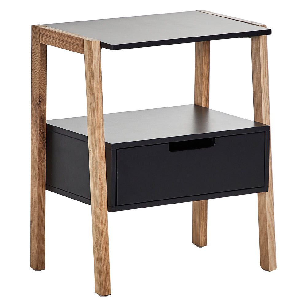 Legno 45Cm Solid Oak Bedside Table Black Tables