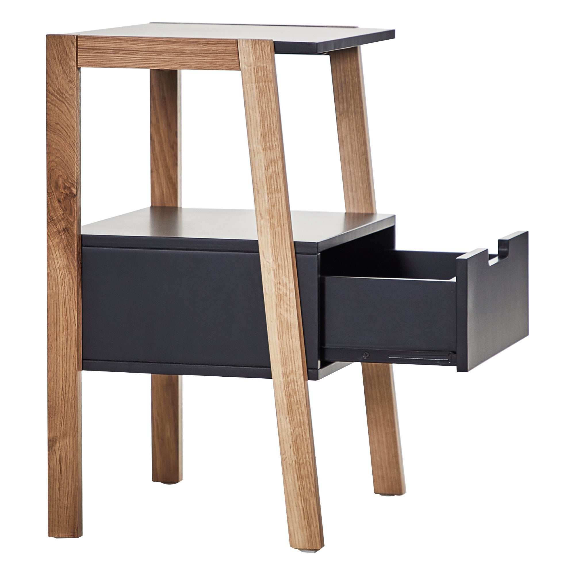 Legno 45Cm Solid Oak Bedside Table Black Tables