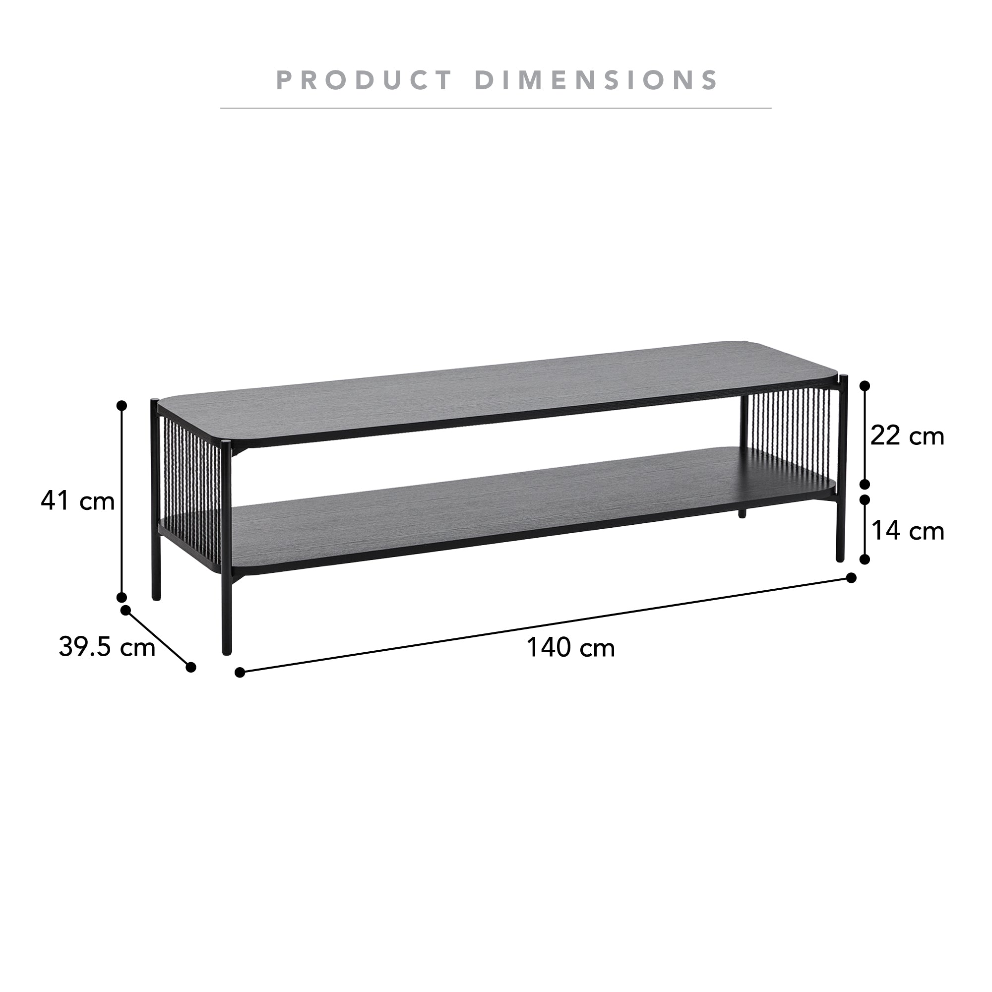 Marina 140cm TV Unit Black