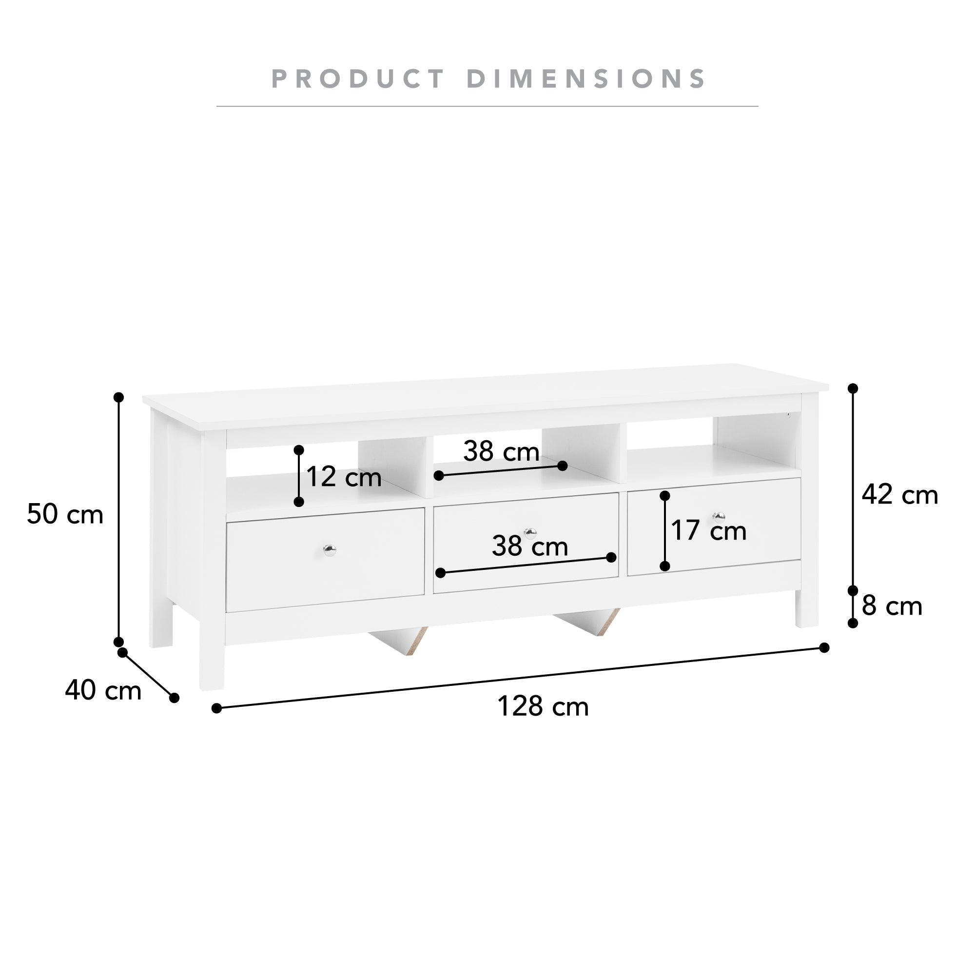 Gemini 128Cm Tv Unit White Units