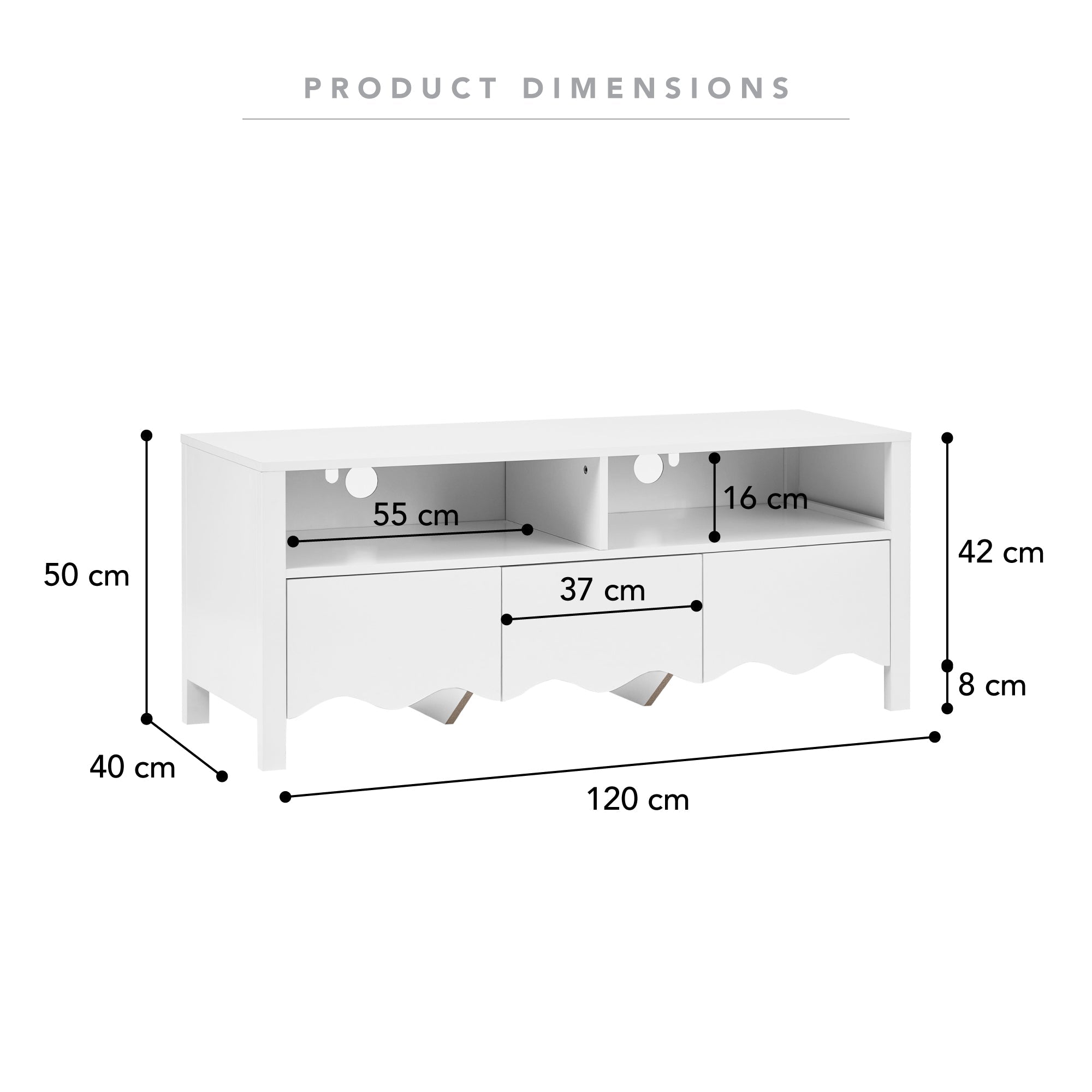 Scallop 120Cm Tv Unit White Units