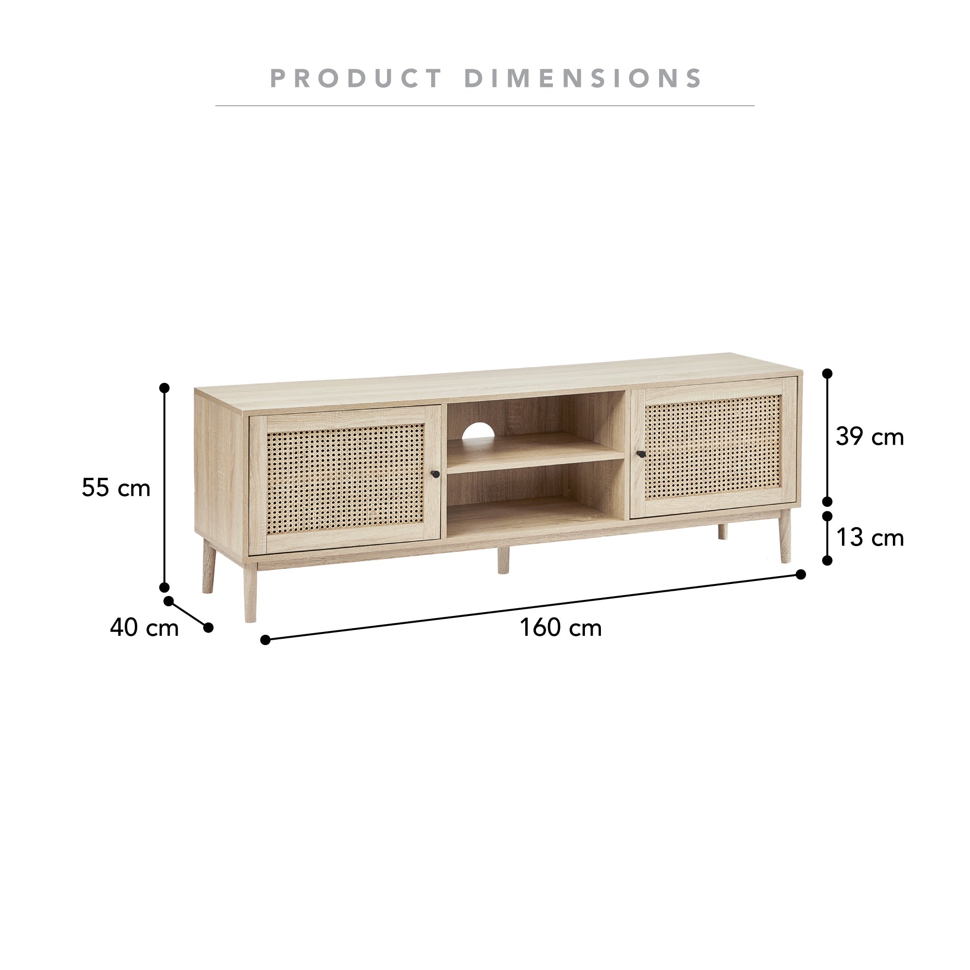 Oahu 160Cm Rattan Tv Unit Natural Units