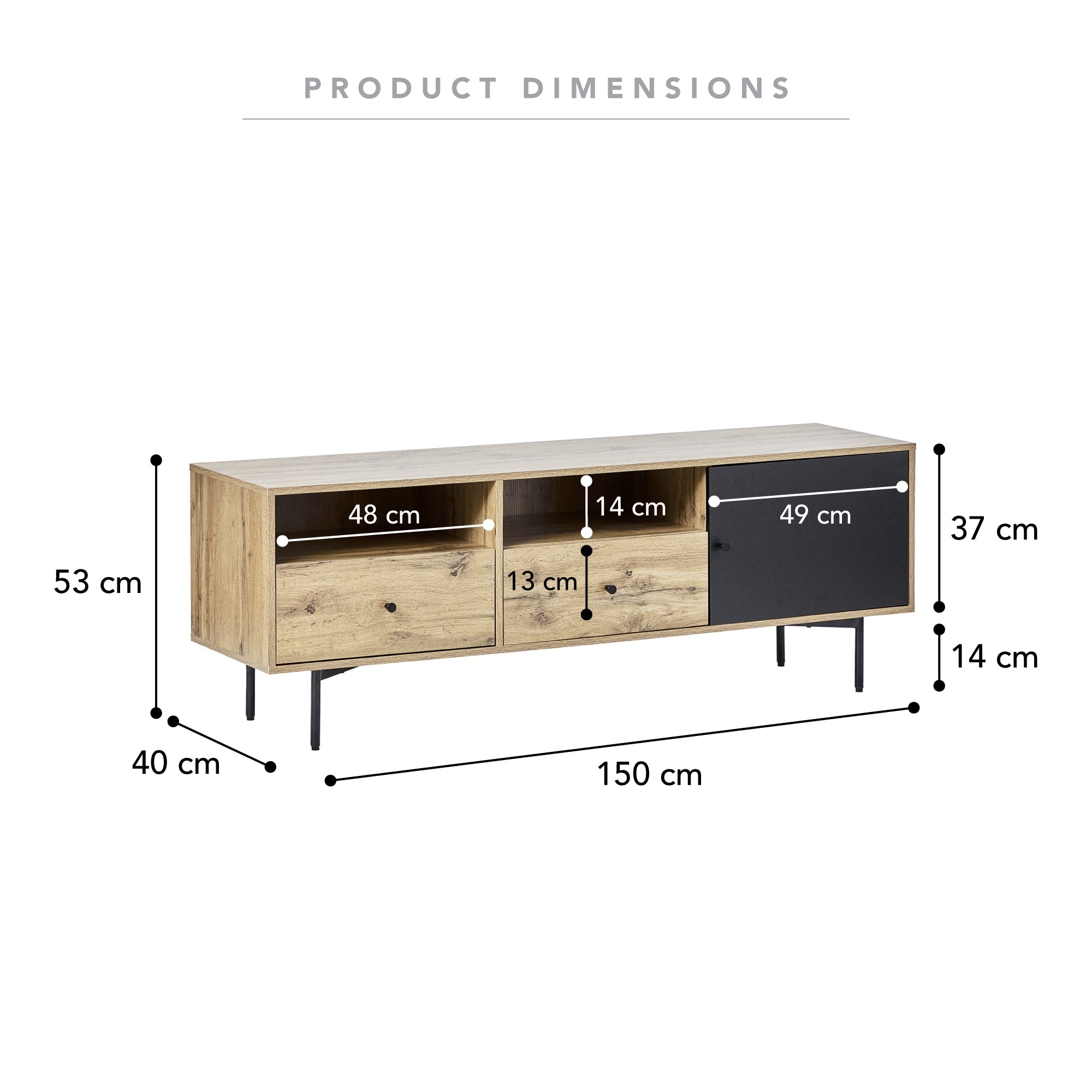 Vega 150Cm Tv Unit Black Units