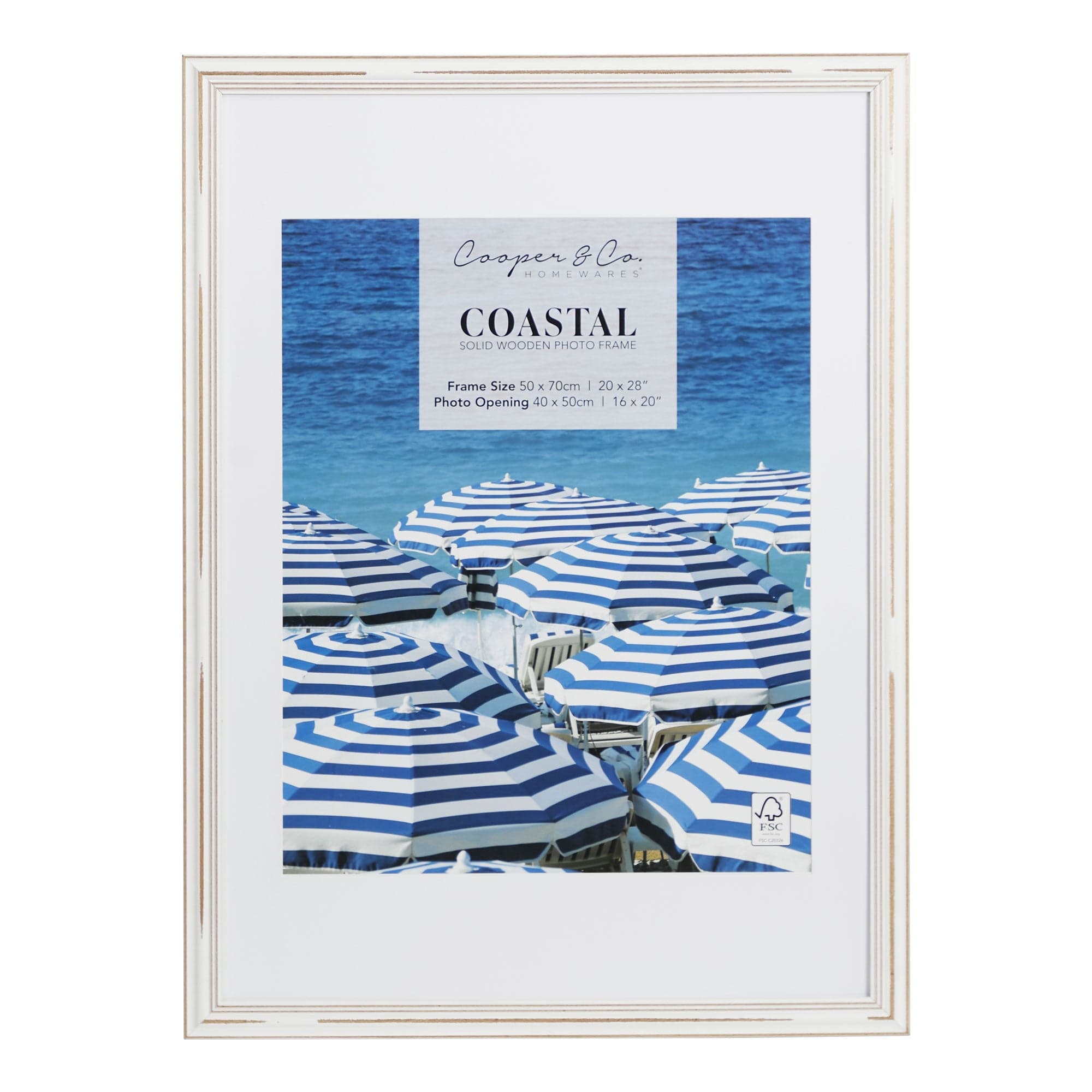 Cooper & Co. Homewares Photo Frames Cooper & Co. 50x70 Mat To 40x50cm Solid Wood Photo Picture Frame White